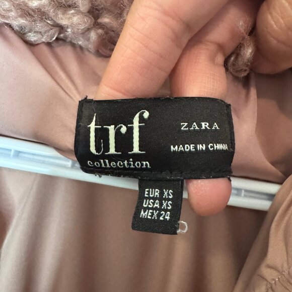 Zara TRF mauve pink oversized faux shearling teddy bomber jacket size XS - Picture 6 of 7